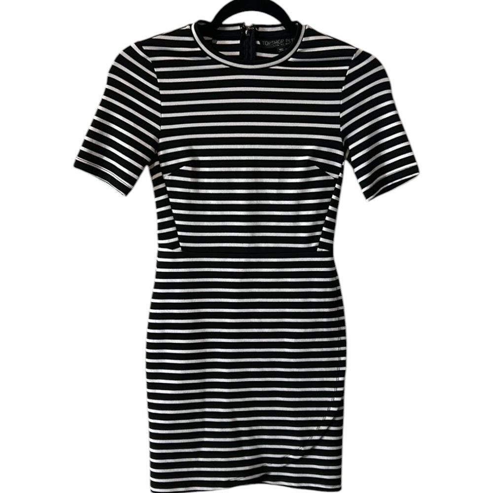 Topshop Striped Bodycon Short Sleeve Dress‎ 2 Petite